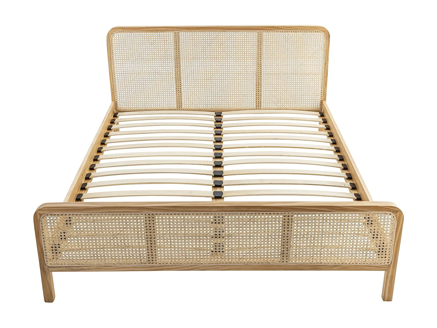 Lit adulte en pin massif naturel avec véritable cannage ANNA 160x200 - LT17018 - ANNA