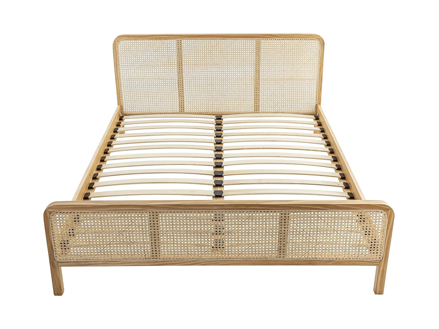 Lit adulte en pin massif avec véritable cannage 140x190 - LT17018