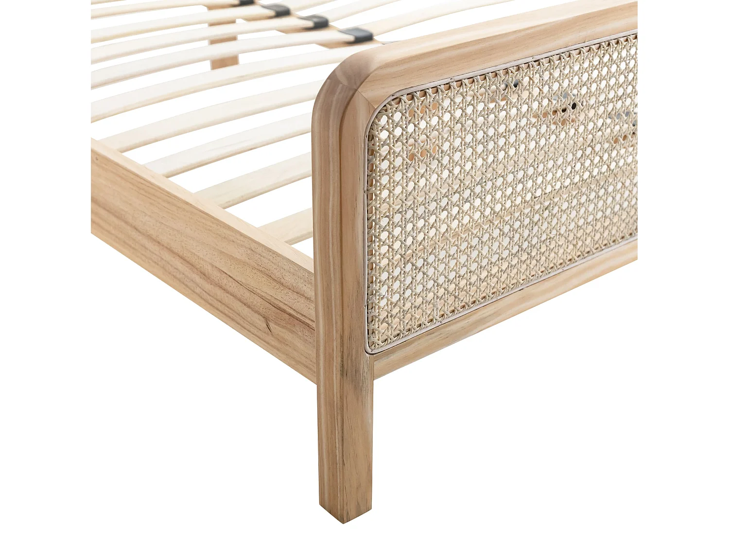 Lit adulte en pin massif avec véritable cannage 140x190 - LT17018