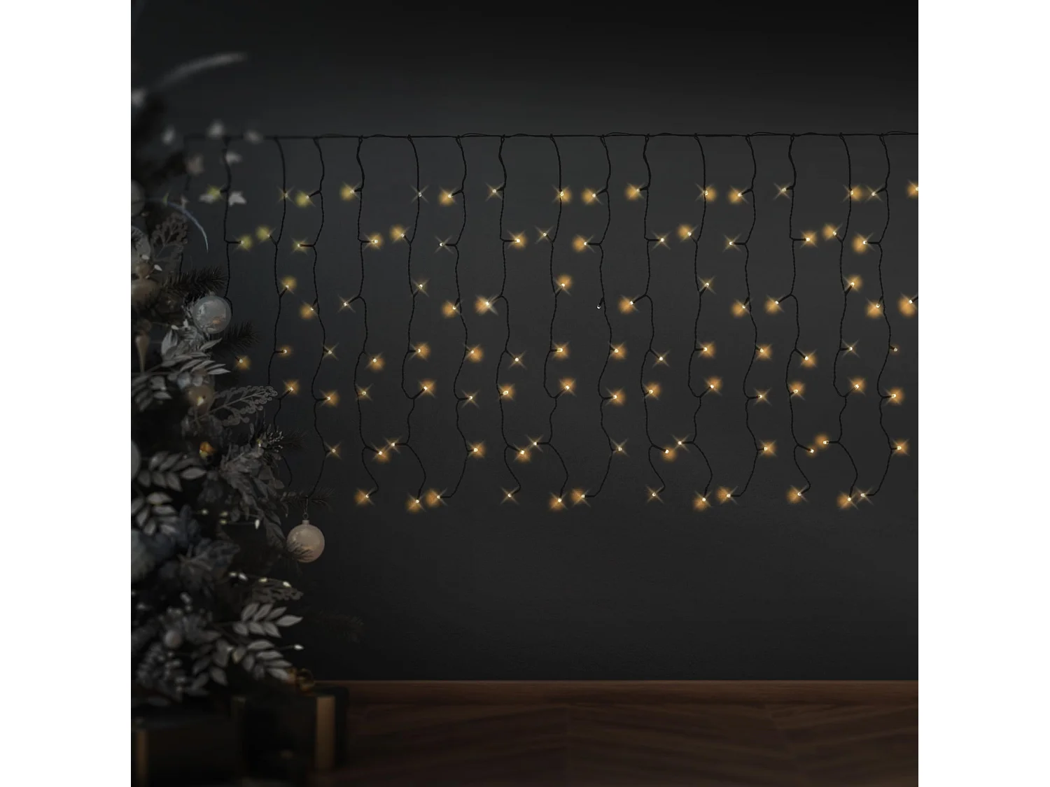 LED Lichtvorhang Lichterkette Dekoration Lichtnetz 2m Warmweiß 200 LED IP44