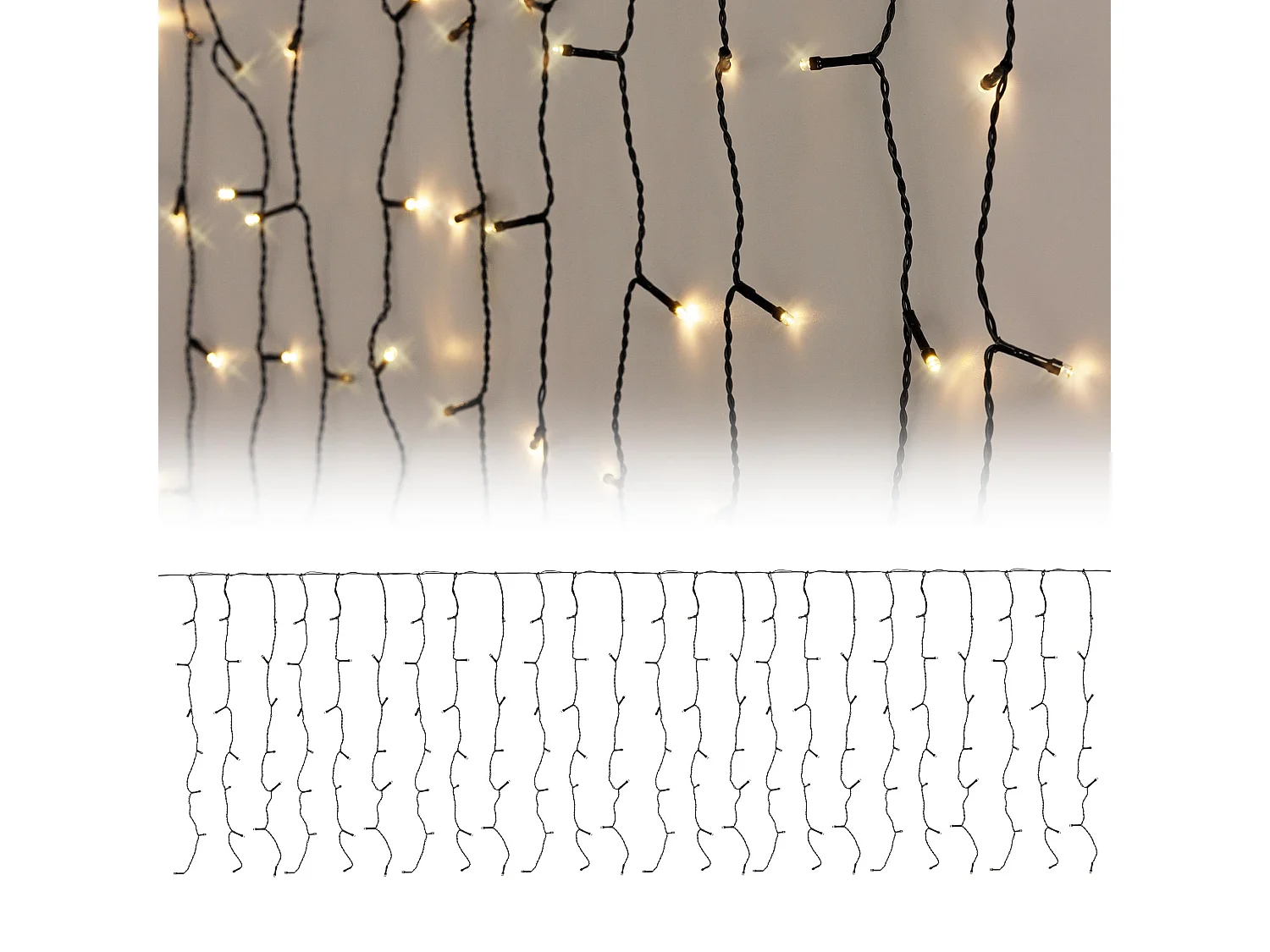 LED Lichtvorhang Lichterkette Dekoration Lichtnetz 2m Warmweiß 200 LED IP44