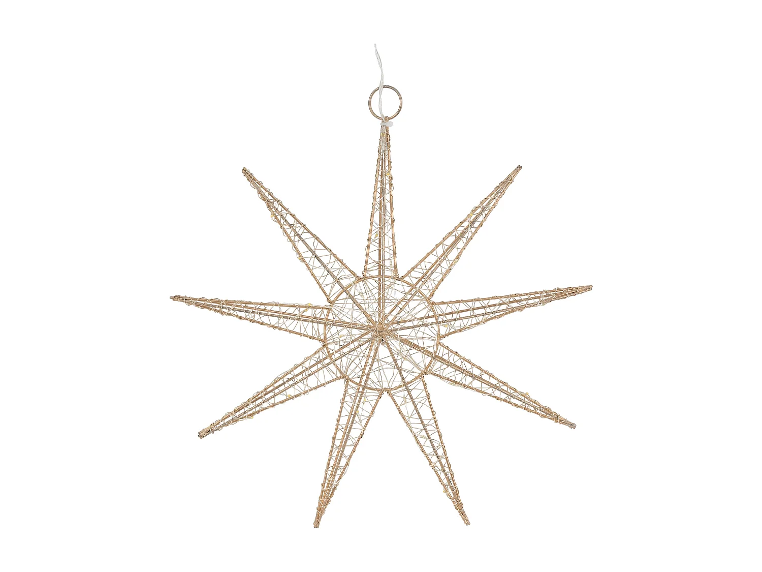 Étoile de noël décorative à suspendre 30 cm dorée avec 30 led blanc chaud en métal avec éclairage et minuterie à piles ornement de noël pour fenêtre