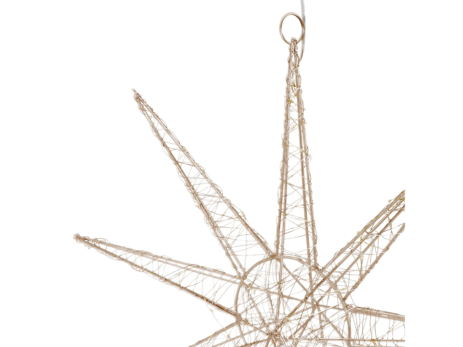 ECD Germany Decoración de Navidad Estrella colgante dorada con luces LED 30cm , copo de nieve navideño de metal con iluminación y temporizador a pilas
