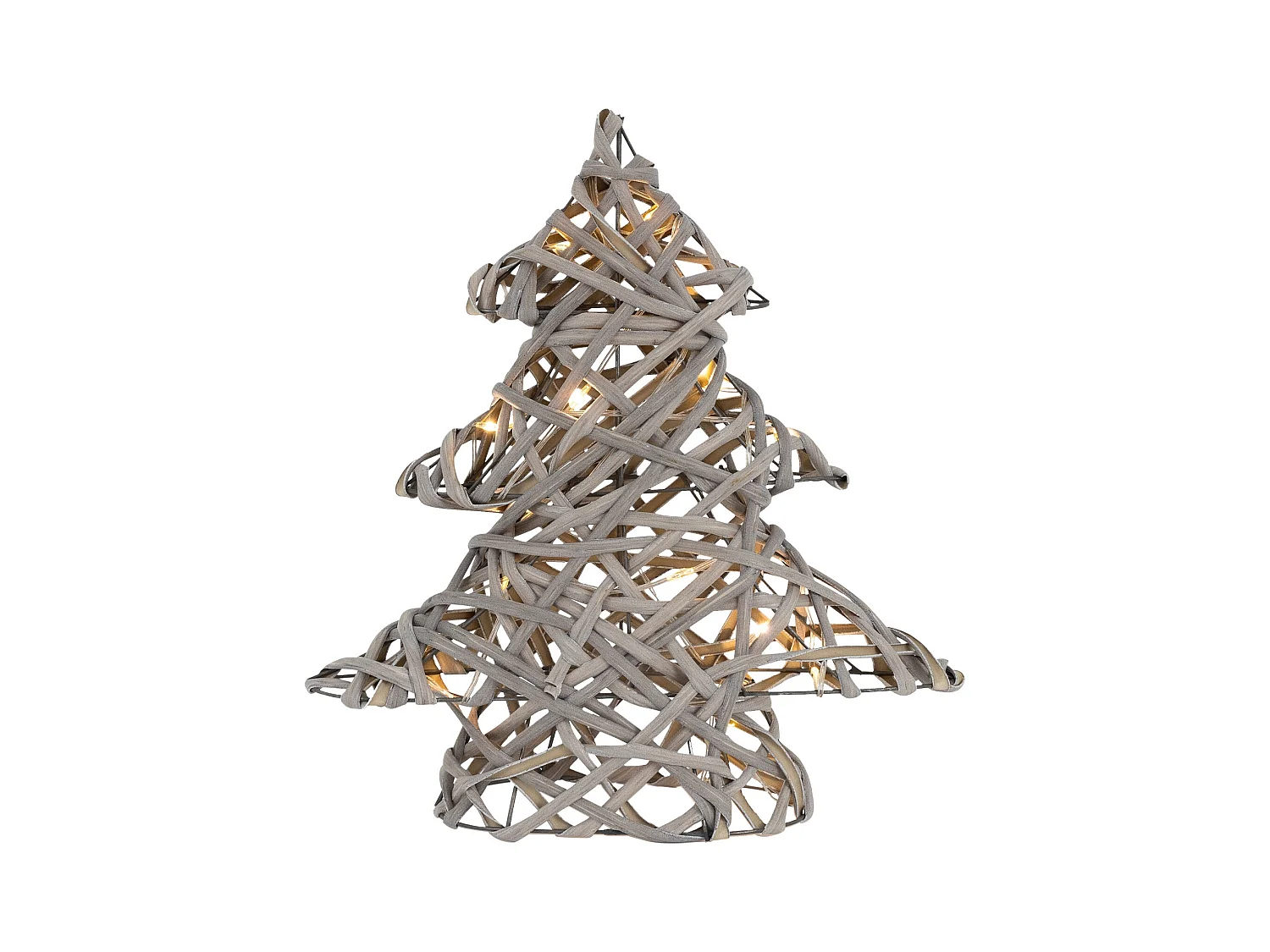 Sapin de Noël décoratif à LED en rotin décoration d'hiver métalique 28 x 30 cm