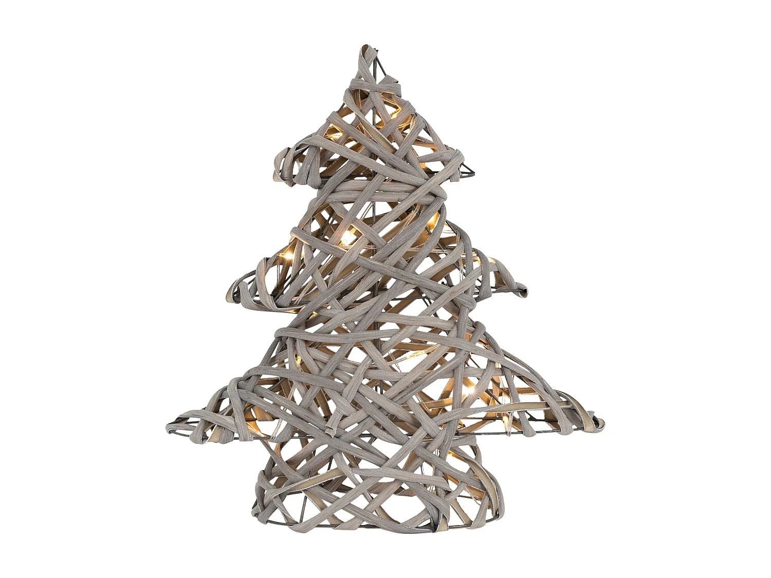 Sapin de Noël décoratif à LED en rotin décoration d'hiver métalique 28 x 30 cm