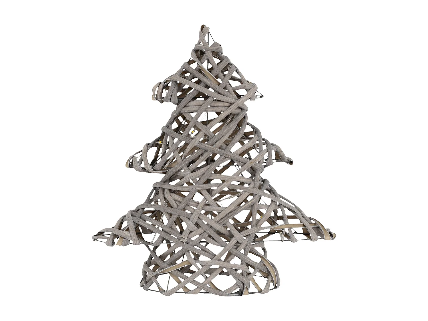 Sapin de Noël décoratif à LED en rotin décoration d'hiver métalique 28 x 30 cm