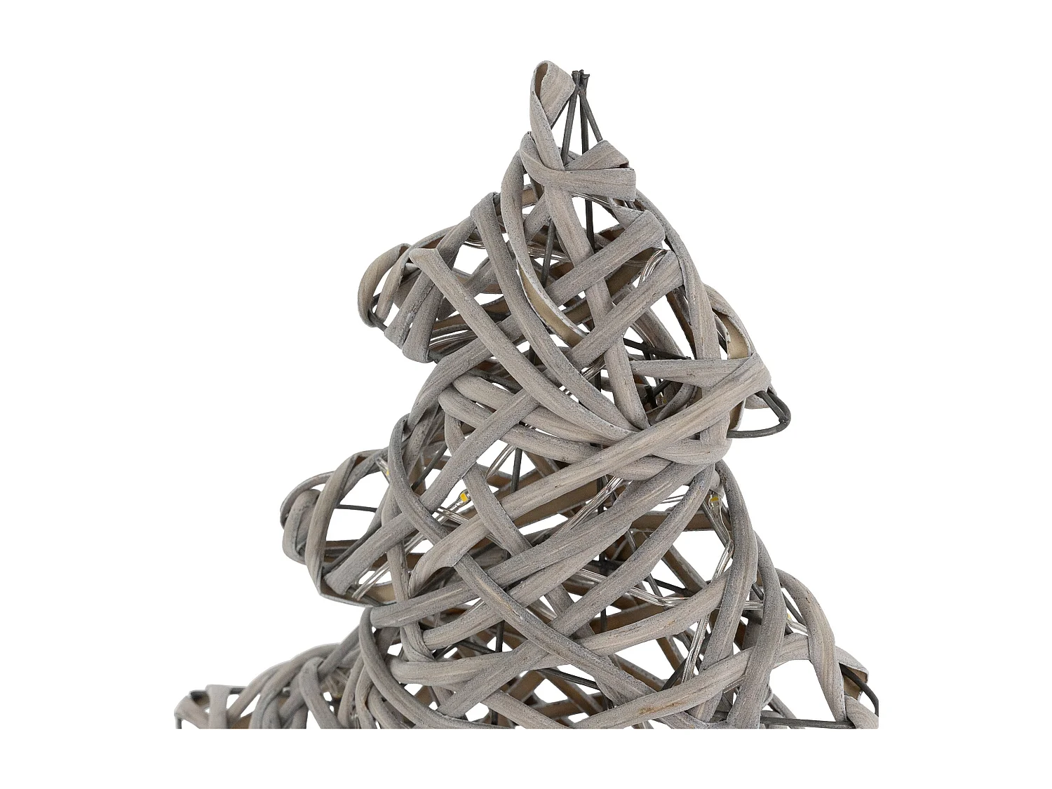 Sapin de Noël décoratif à LED en rotin décoration d'hiver métalique 28 x 30 cm