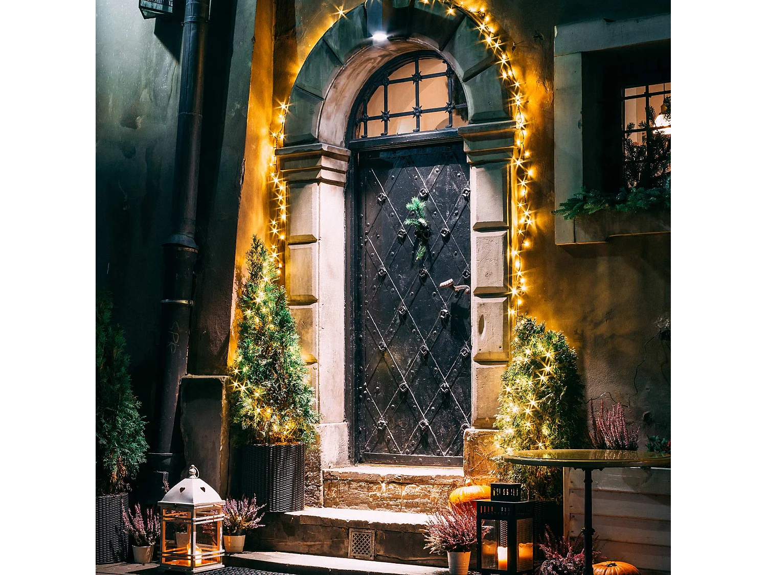 Cadena de luces navideñas blanco extra cálido 36m 1800 LED Luz exterior interior