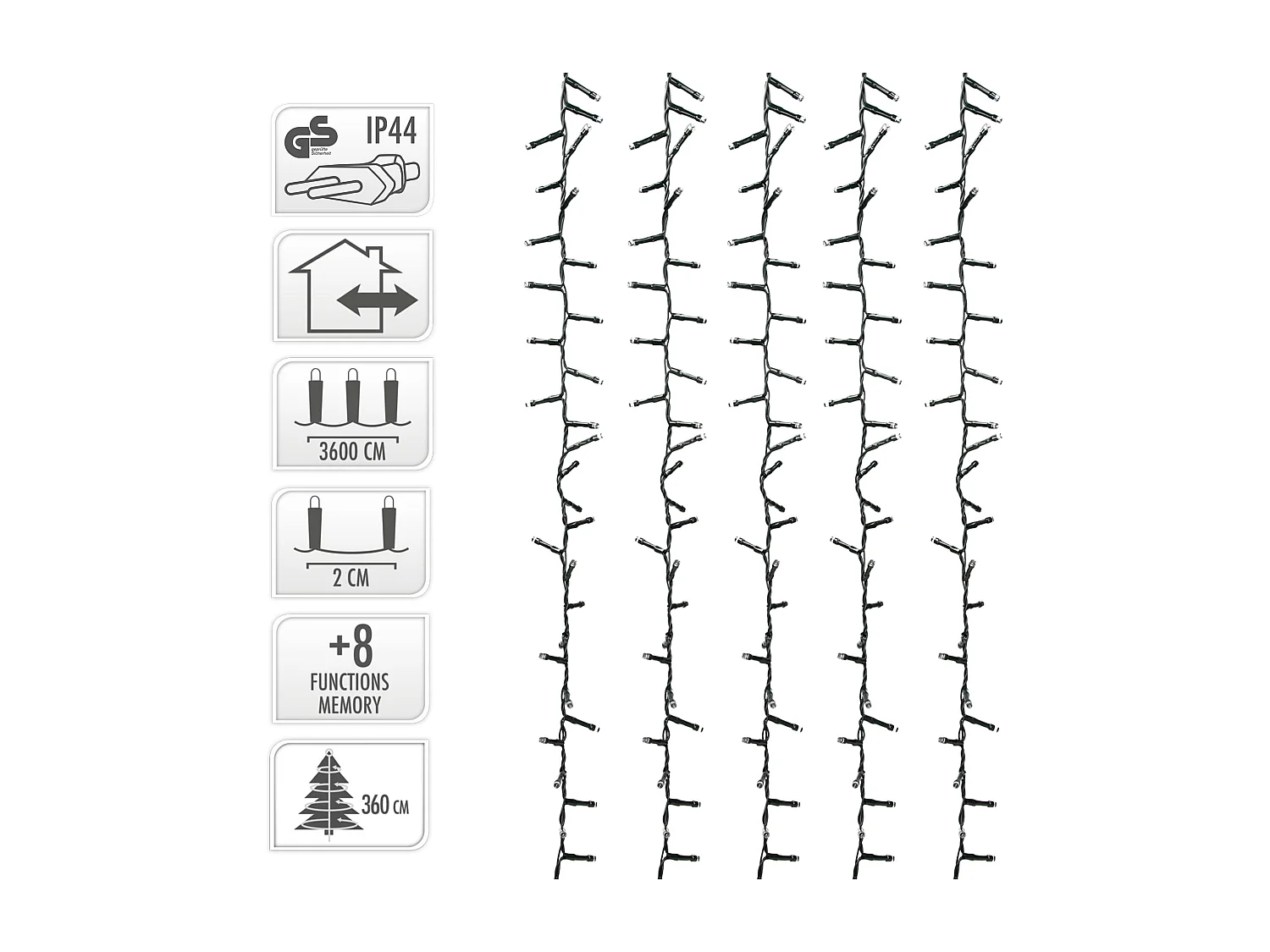 Ghirlanda luminosa natalizia 1800 LED bianco extra caldo IP44 interno/esterno