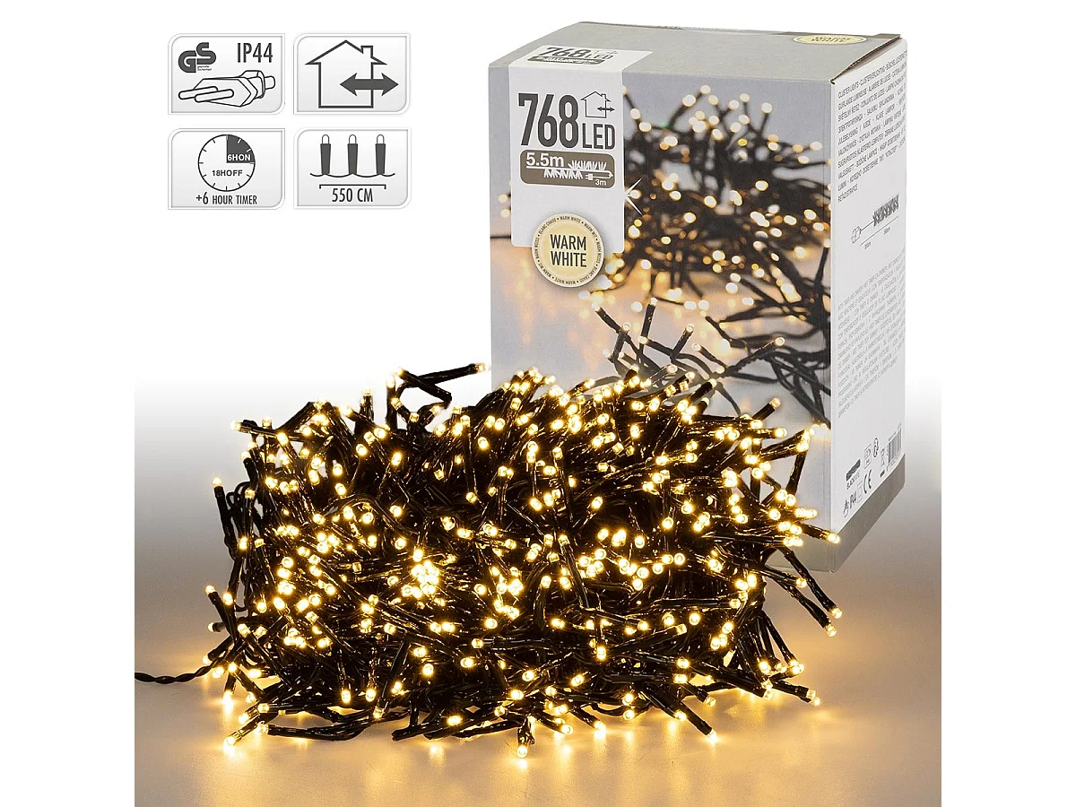 Guirlande de Noël lumineuse 768 LED blanc chaud 5,5 m IP44 intérieur/extérieur