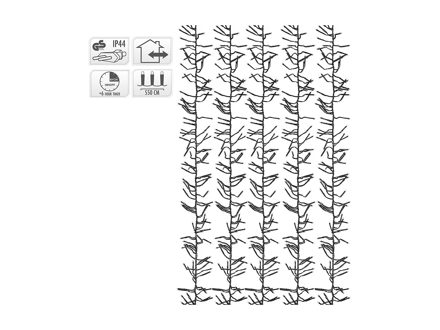 Guirlande de Noël lumineuse 768 LED blanc chaud 5,5 m IP44 intérieur/extérieur