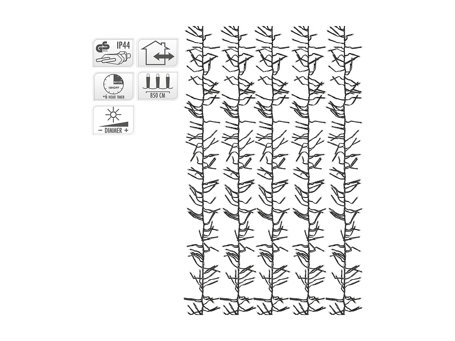 Guirlande de Noël lumineuse 1152 LED blanc chaud 8,5 m IP44 intérieur/extérieur