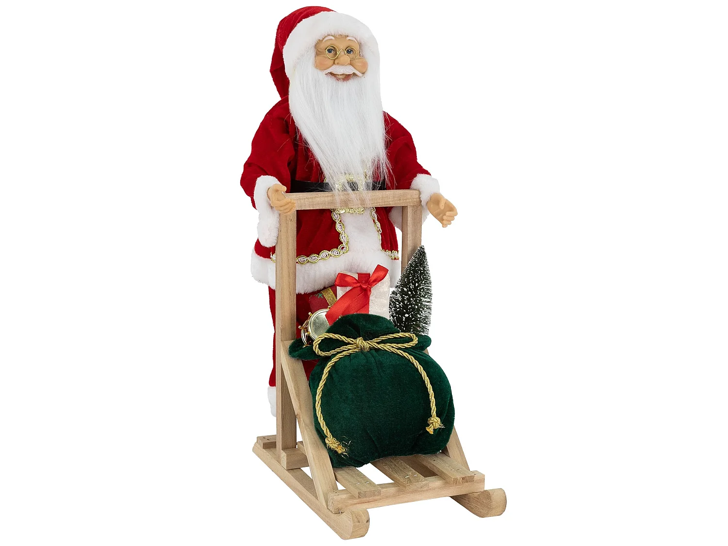 Père Noël sur son traîneau décoration d'hiver figurine Santa Claus 30x20x50 cm
