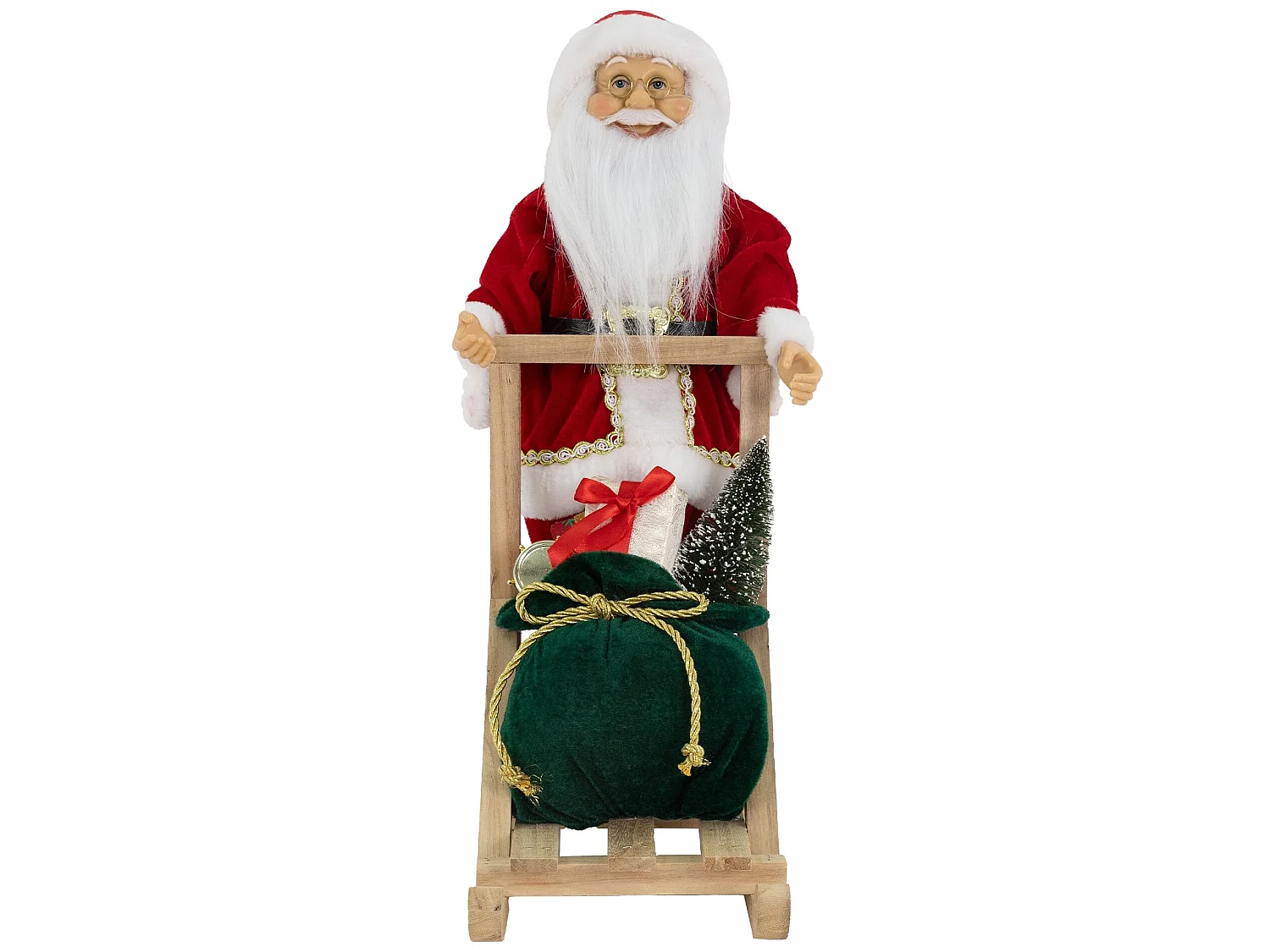 Père Noël sur son traîneau décoration d'hiver figurine Santa Claus 30x20x50 cm