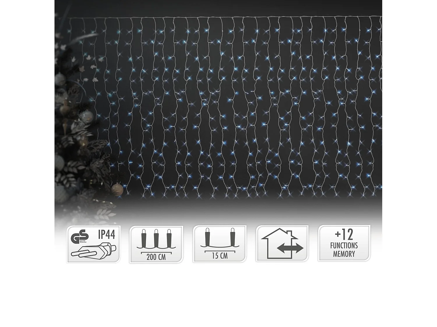 Cadena de luces navideñas árbol de navidad 2m 240 LED Luz exterior interior