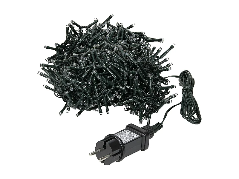 Guirnalda navidad de luces LED blanco frío cadena decorativa casa PVC negro 12m