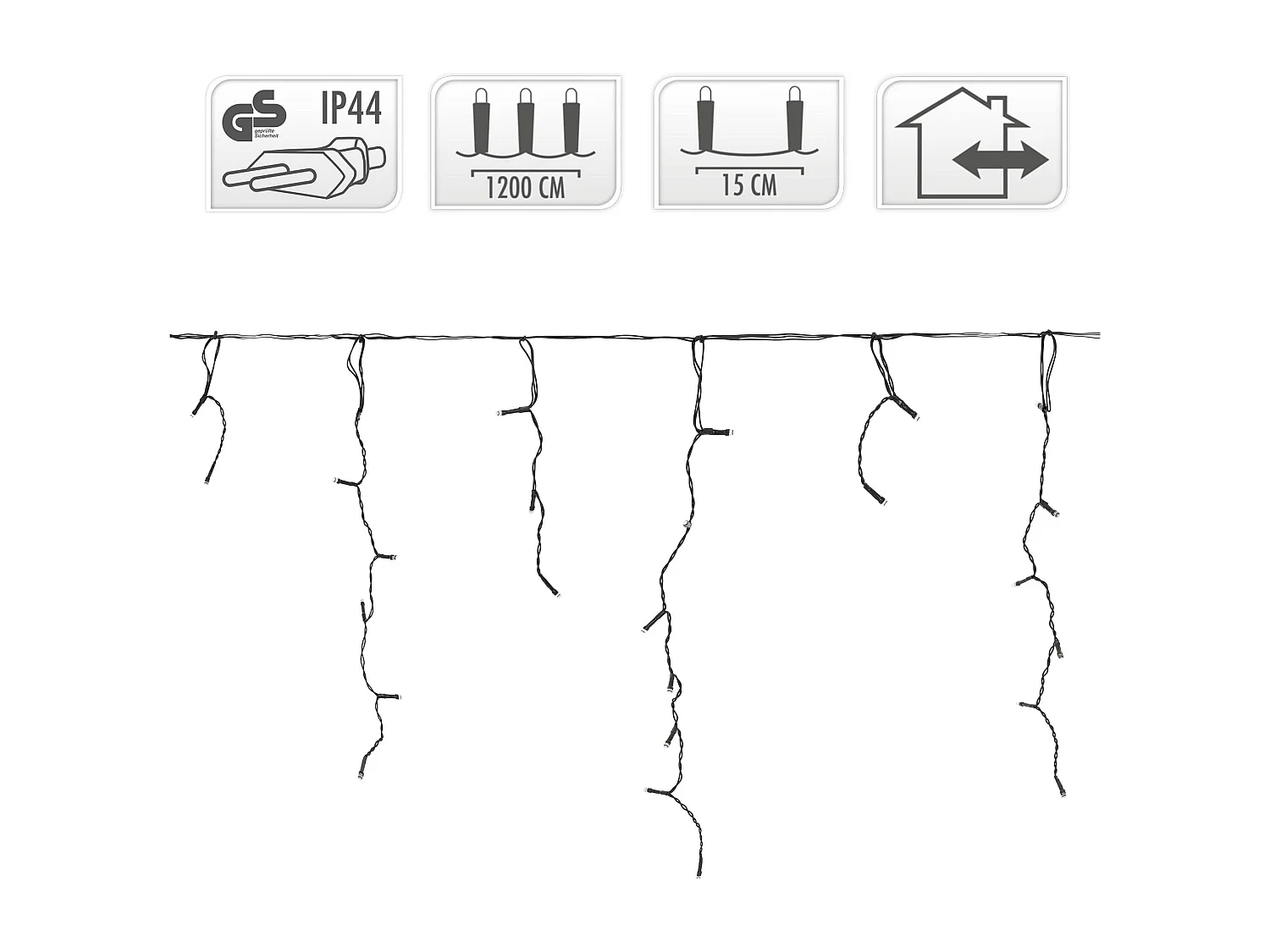 Ghirlanda luminosa con 360 LED bianco freddo decorazione natalizia 12m IP44 nero