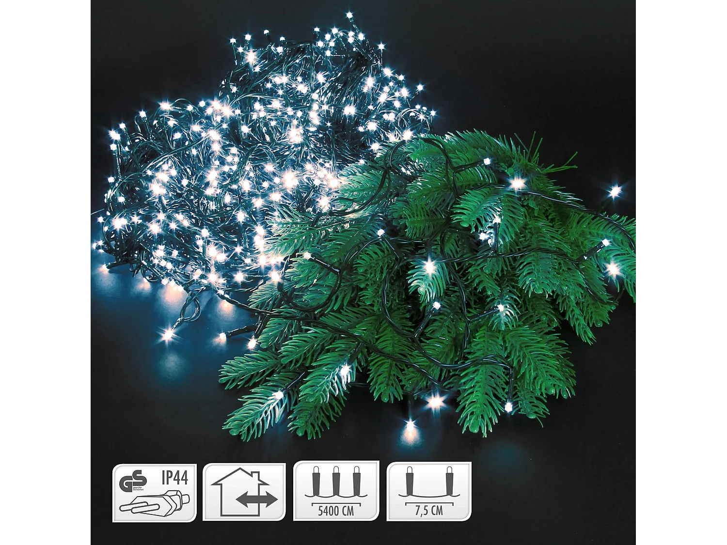 ECD Germany LED Cluster Lichterkette mit 720 LEDs, 54m, Kaltweiß, Innen/Außen IP44, Weihnachtsbeleuchtung Weihnachtslichterkette für Weihnachtsbaum