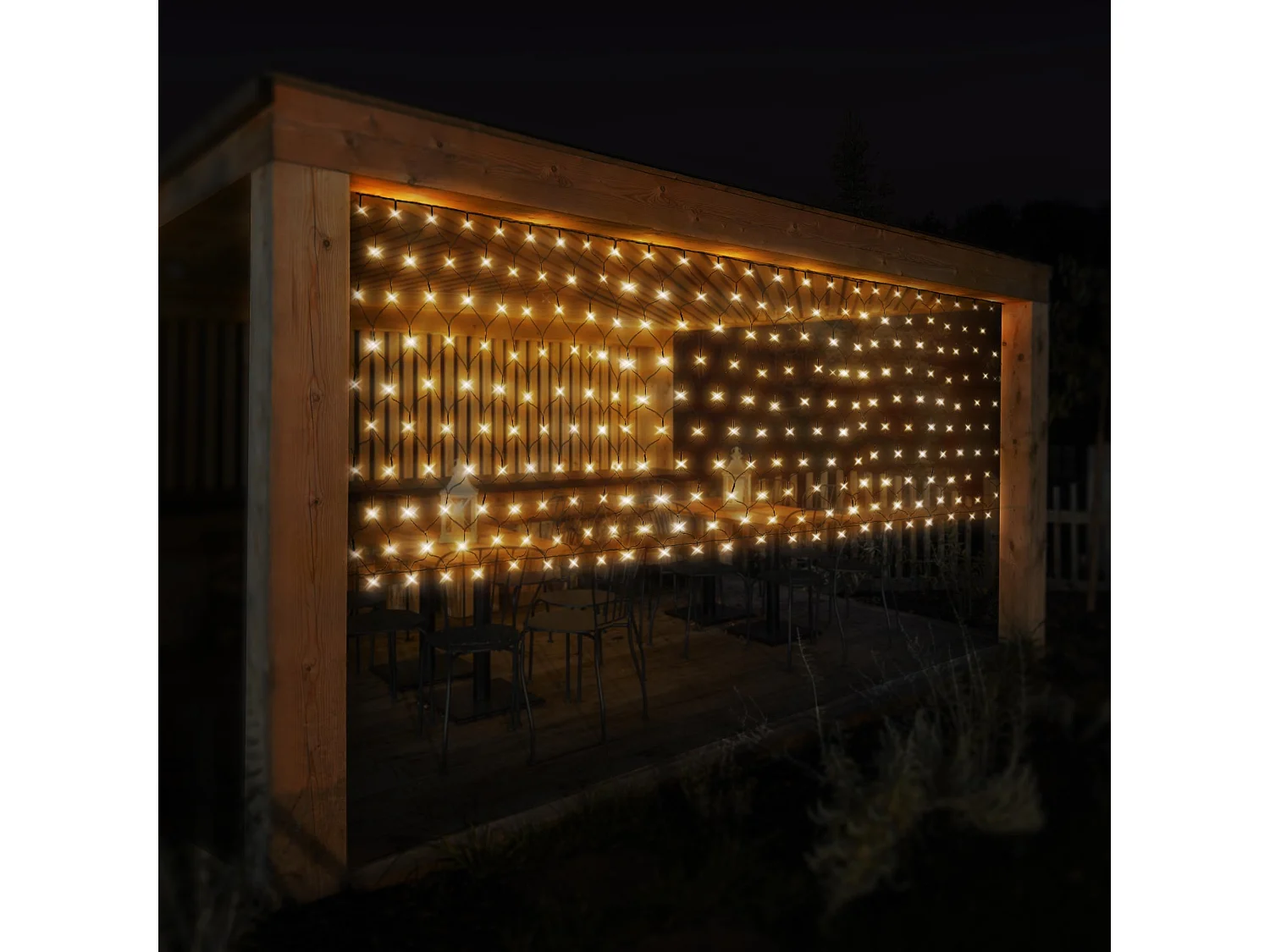 Rideau pendant lumineux de Noël 320 LED blanc chaud IP44 3 m intérieur/extérieur