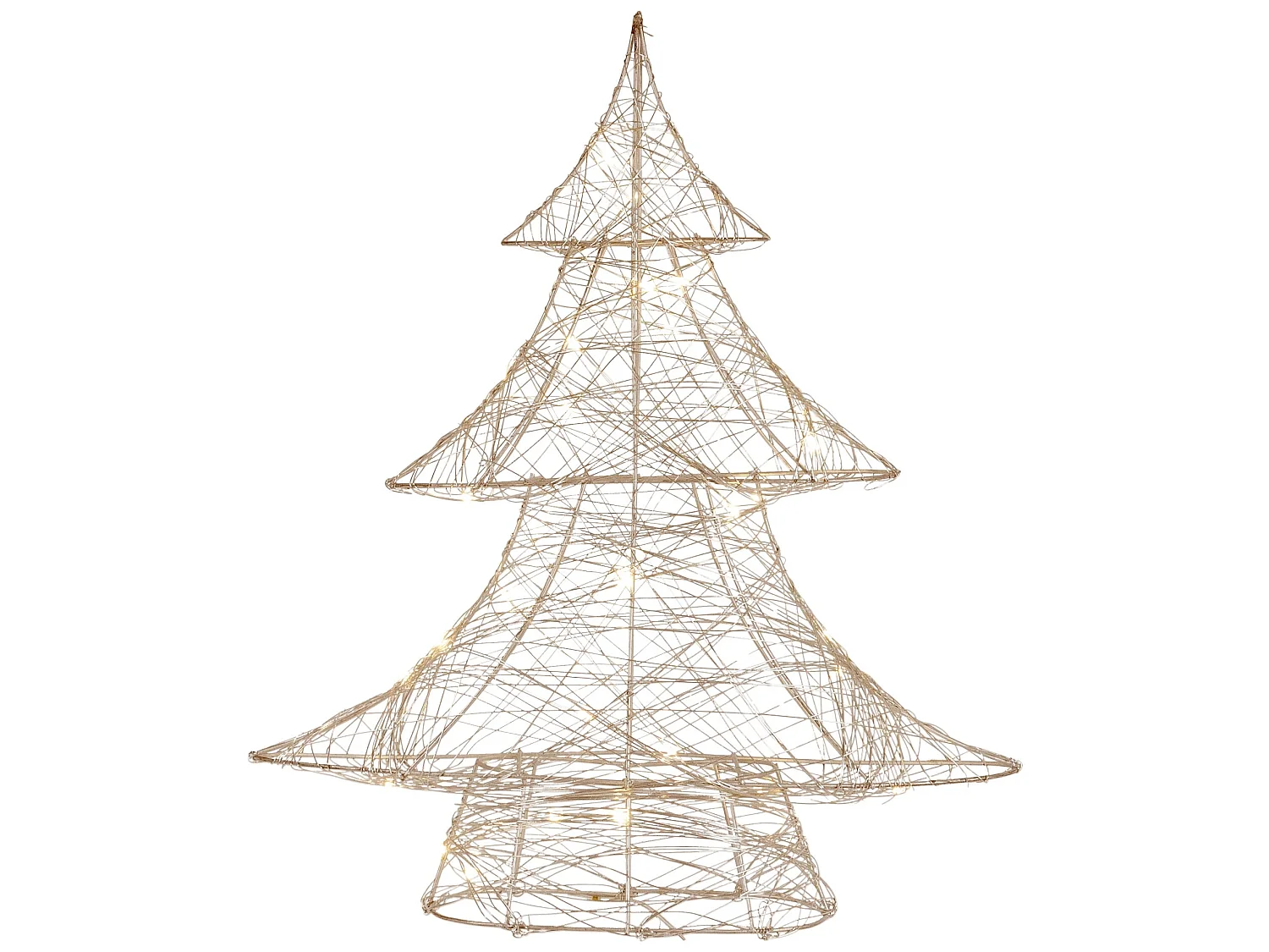 Sapin de Noël métallique doré 30 LED arbre lumineux décoration d'hiver 34x40 cm