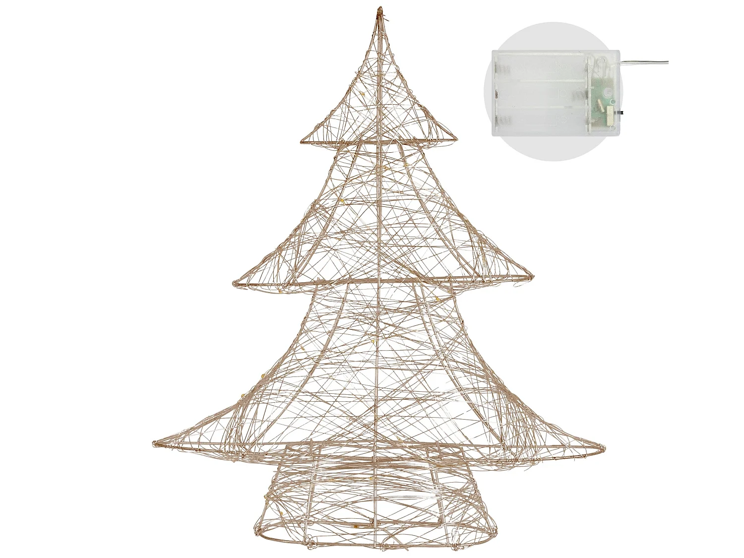 Sapin de Noël métallique doré 30 LED arbre lumineux décoration d'hiver 34x40 cm