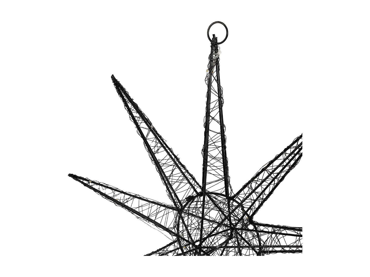 Étoile lumineuse décoration de Noël métallique noir 50 cm minuterie avec 50 LED