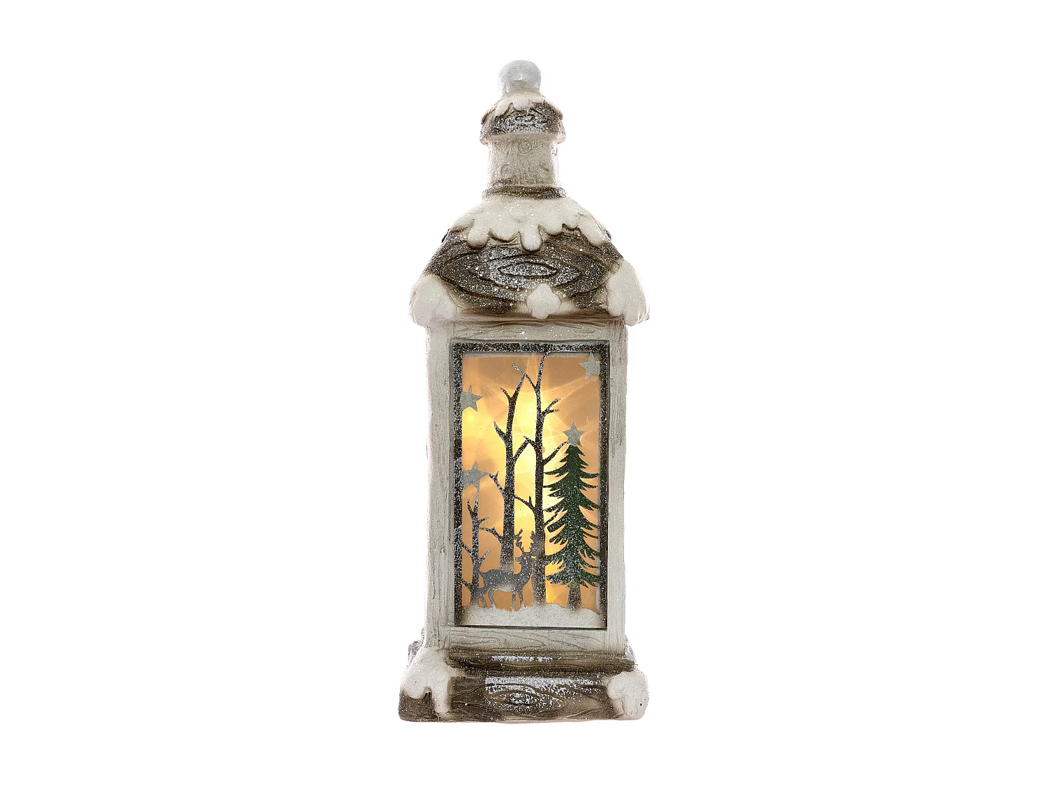 Linterna de navidad LED con imagen de abeto verde nevada adorno navideña 60 cm