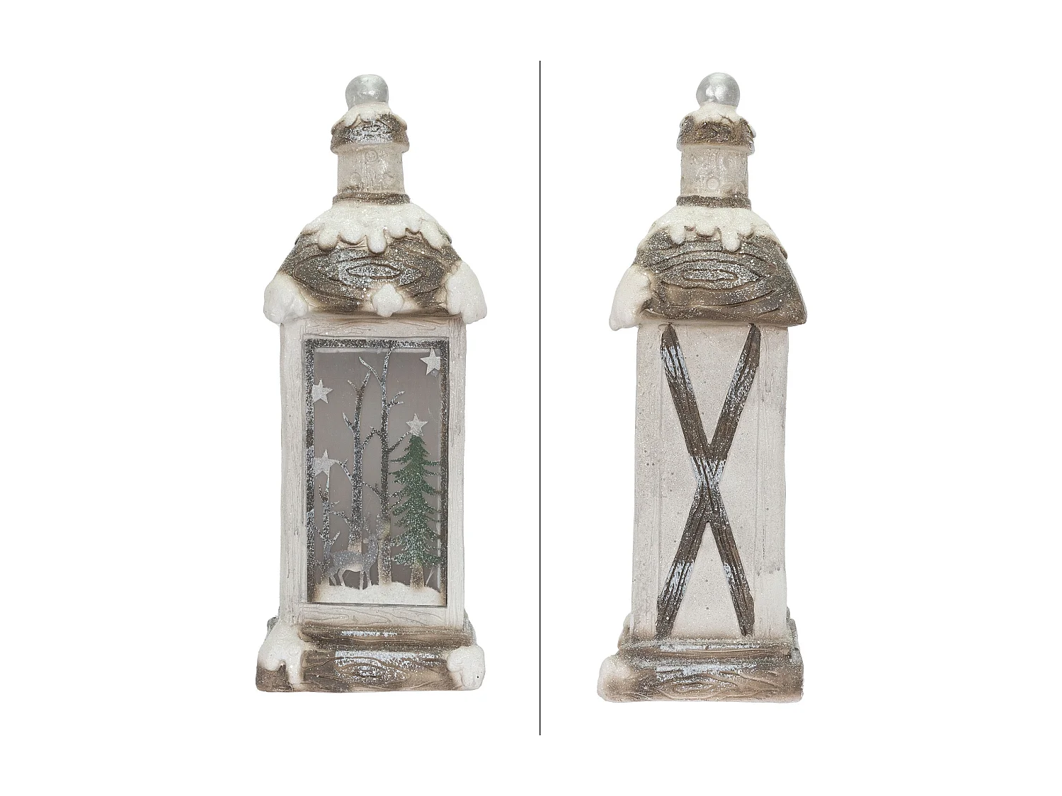 Linterna de navidad LED con imagen de abeto verde nevada adorno navideña 60 cm