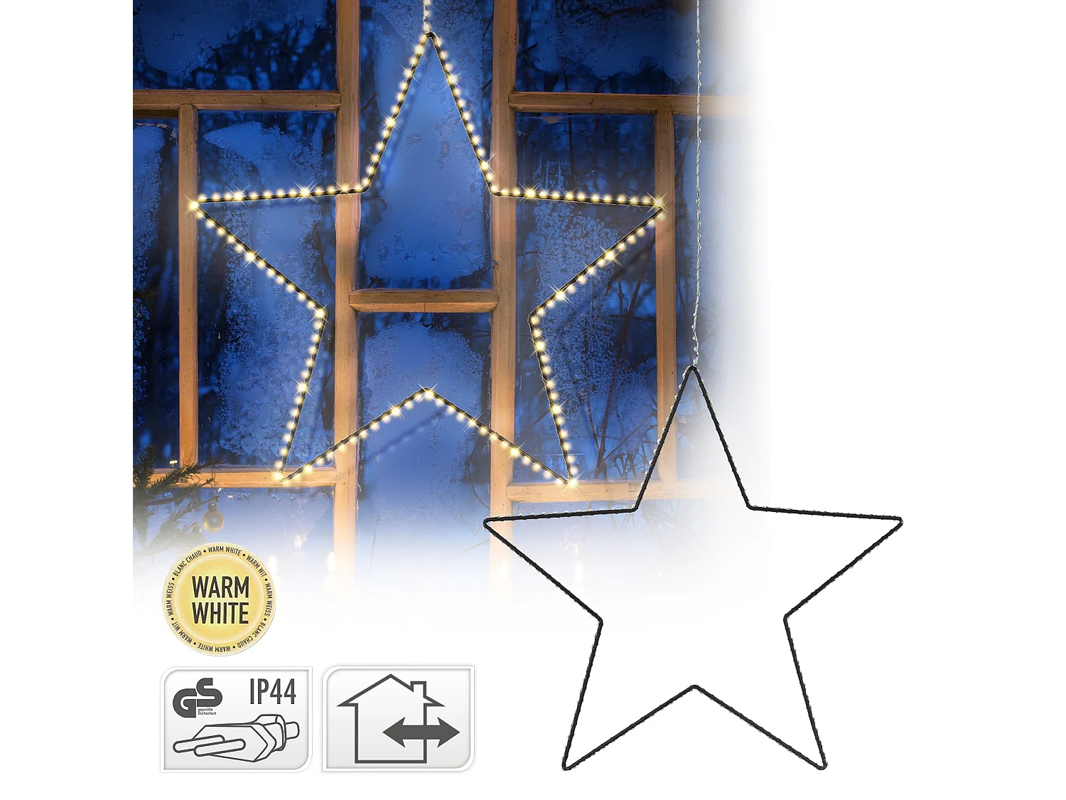 Étoile de Noël 204 LED décoration lumineuse fenêtre sapin minuterie IP44 58 cm