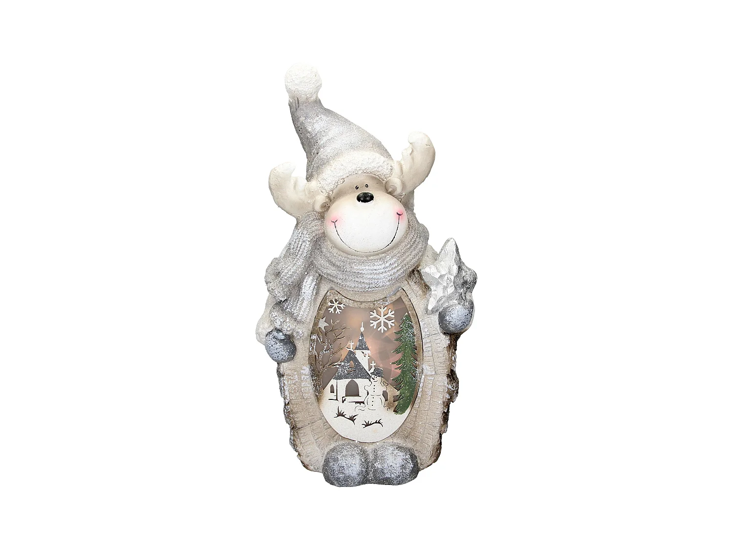 Figurine de renne avec éclairage LED 53 cm décoration ornement d'intérieur Noël