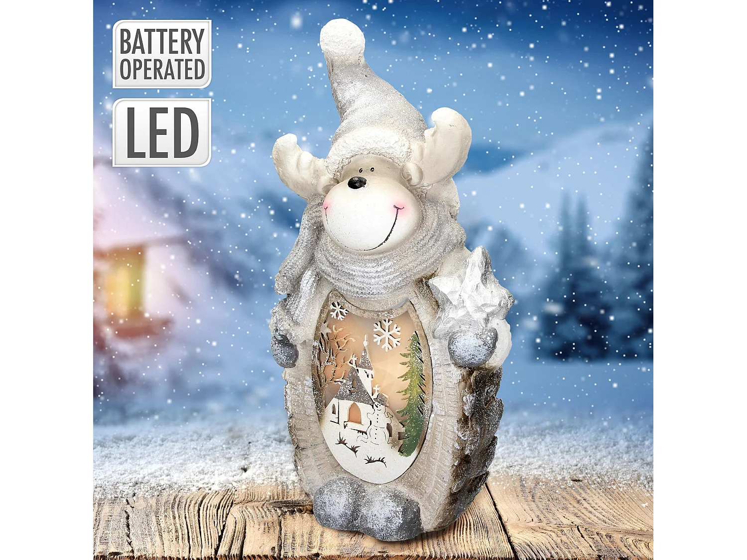 Estatua decoración navideña LED navideña ornamento festivo muñeco reno hogar