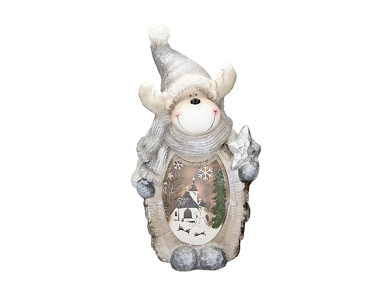Figurine de renne avec éclairage LED 53 cm décoration ornement d'intérieur Noël