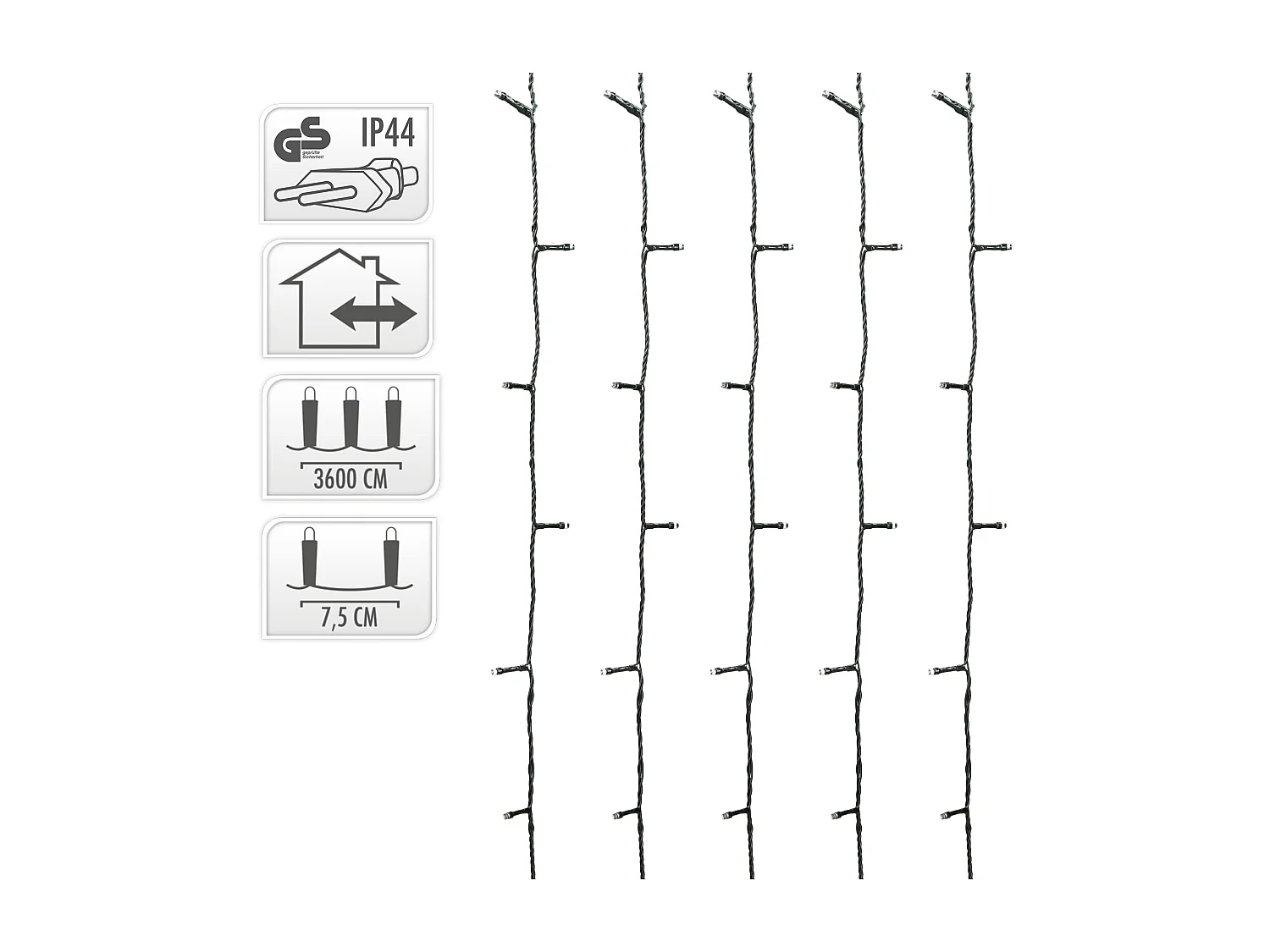 Guirlande lumineuse 480 LED blanc chaud 36m décoration Noël intérieur/extérieur