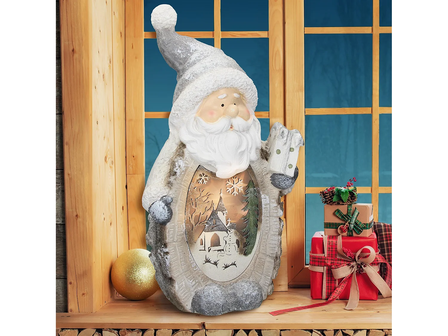 Estatua decoración navideña LED navideña ornamento festivo Papa Noel para hogar