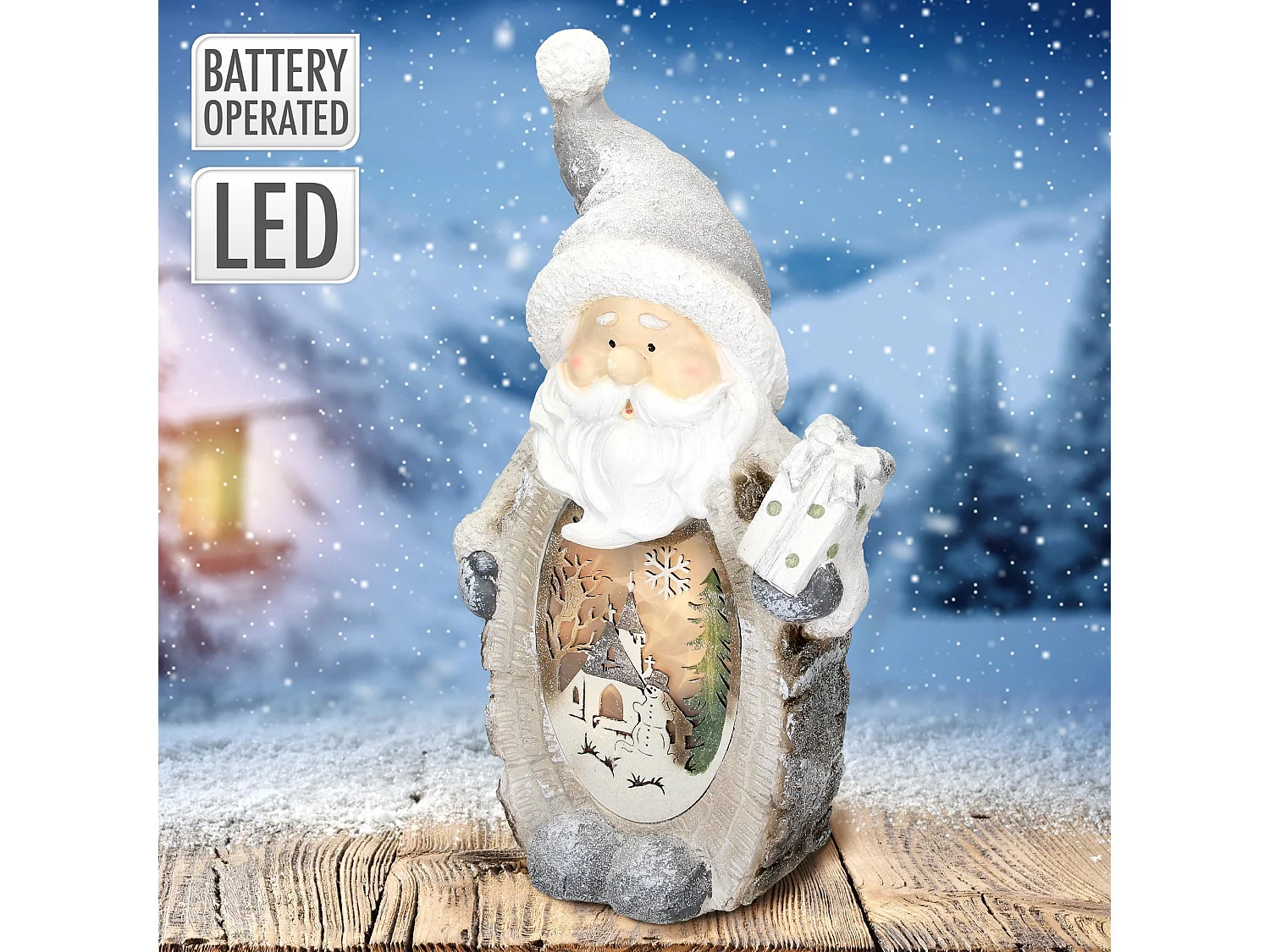 Estatua decoración navideña LED navideña ornamento festivo Papa Noel para hogar