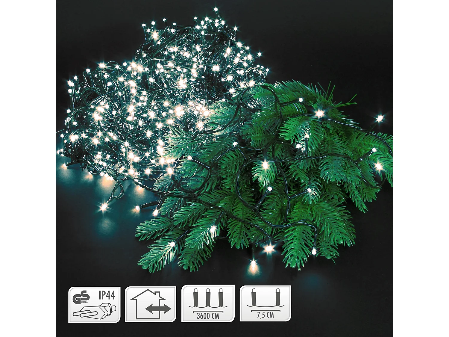 ECD Germany LED Lichterkette 36m mit 480 LEDs Kaltweiß, Innen/Außen, Weihnachtsbeleuchtung Weihnachtsbaum Garten Dekoleuchte Weihnachtsdekoration