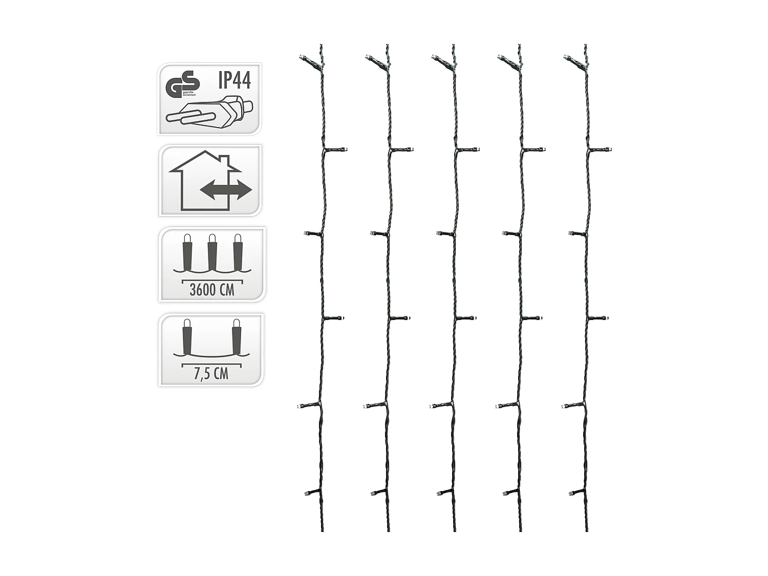ECD Germany LED Lichterkette 36m mit 480 LEDs Kaltweiß, Innen/Außen, Weihnachtsbeleuchtung Weihnachtsbaum Garten Dekoleuchte Weihnachtsdekoration