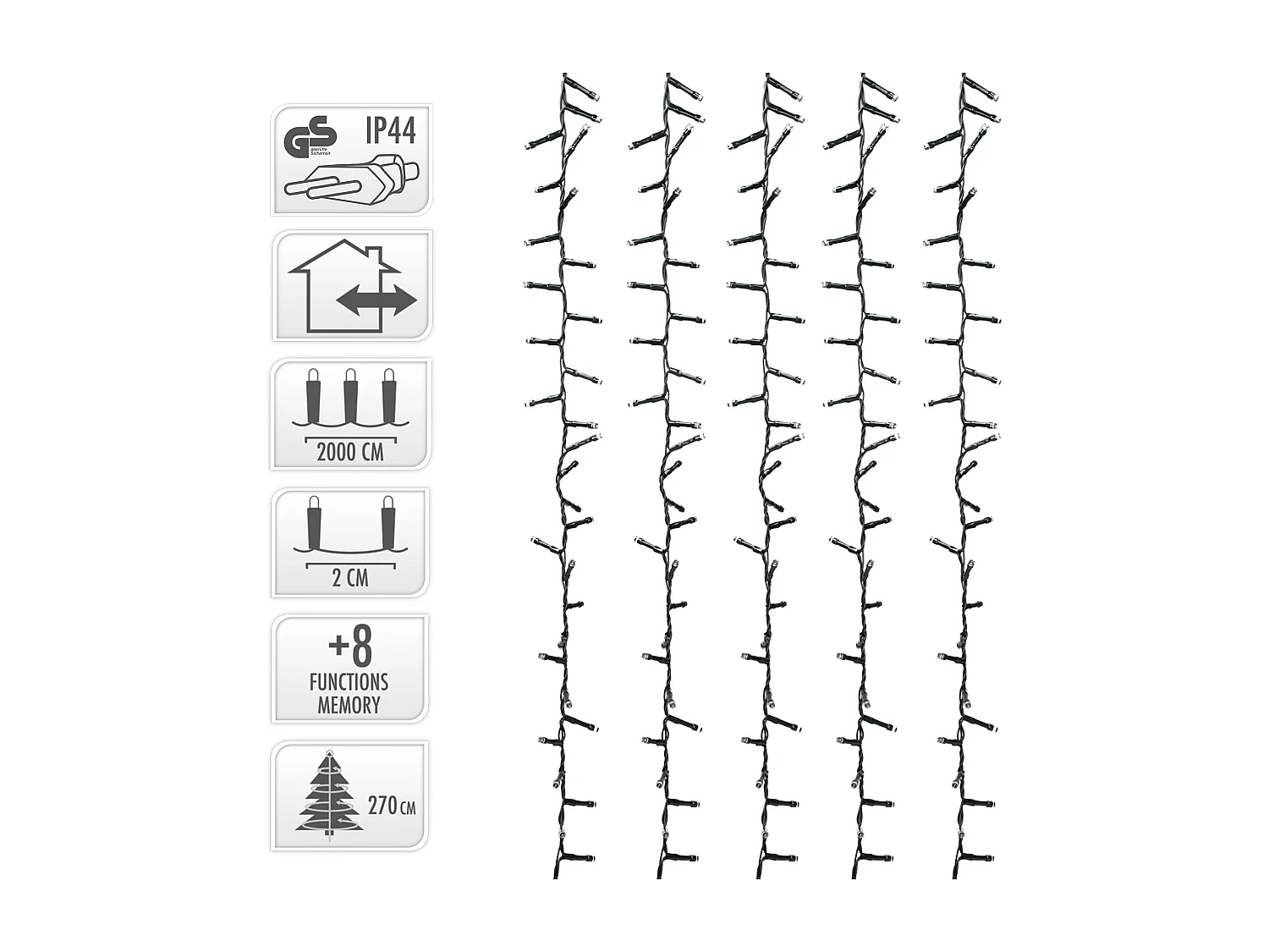 Guirlande lumineuse pour arbre Noël 1000 LED blanc froid 20m intérieur/extérieur