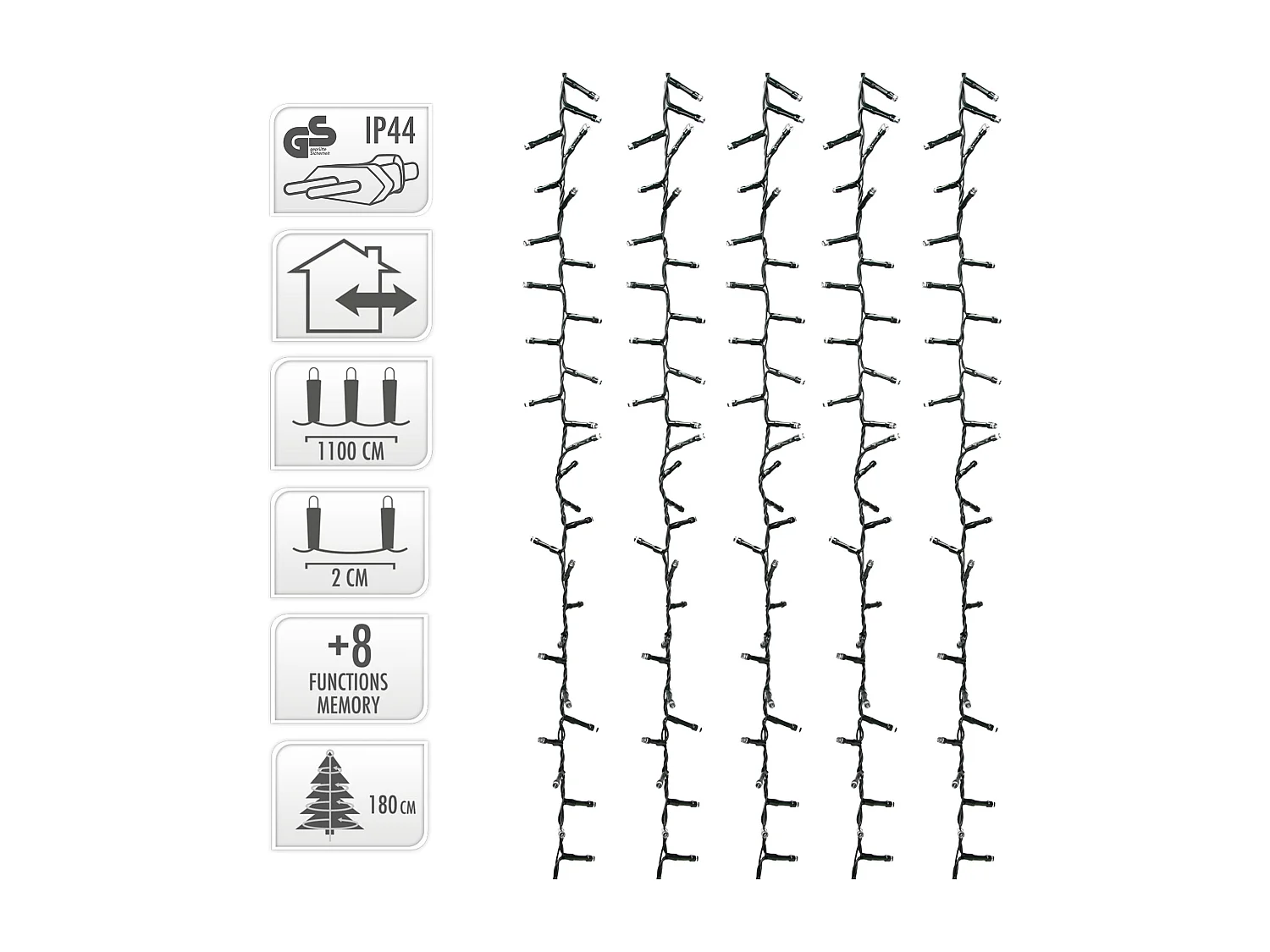 ECD Germany Luces navideñas 560 LEDs 11m extra blanco cálido guirnalda luminosa impermeable interior/exterior IP44 iluminación para árbol de navidad