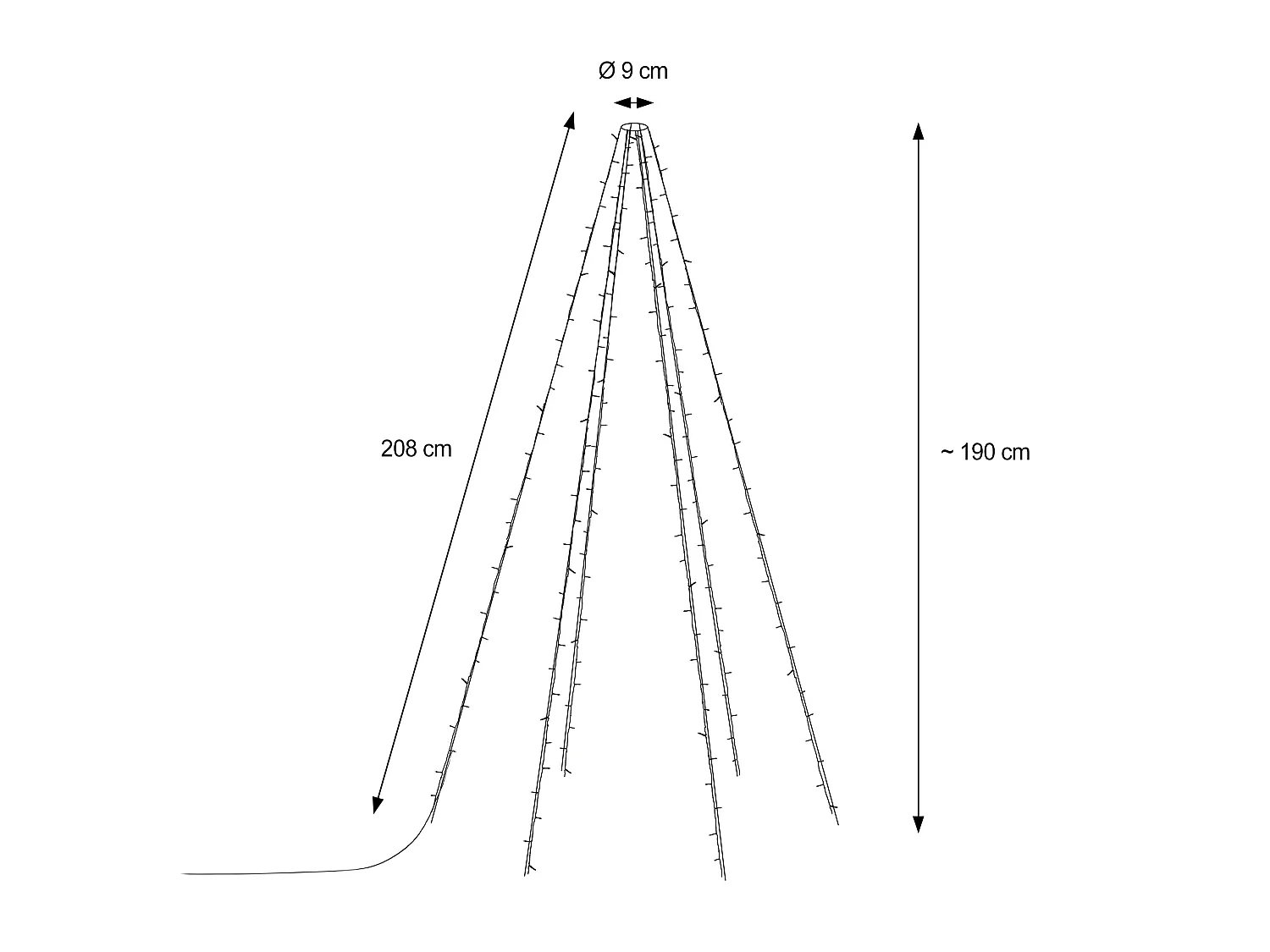 Tenda di Ghirlande LED per Esterni per Albero 2.1 m Bianco Caldo 2700K