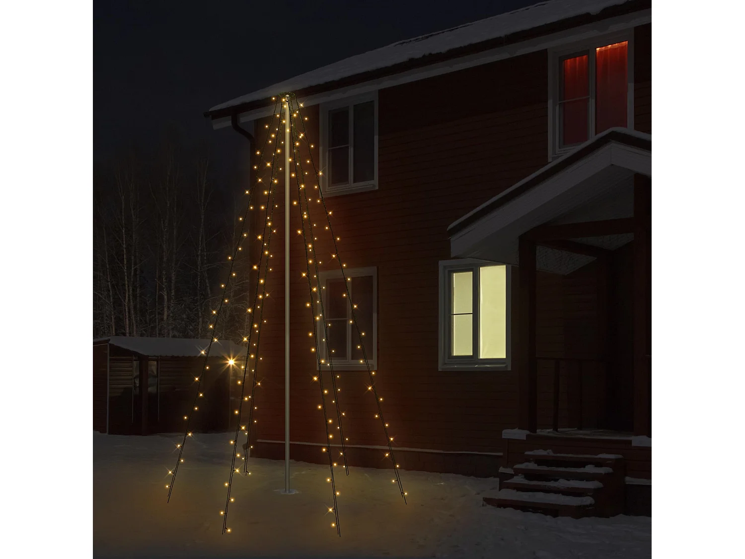 Tenda di Ghirlande LED per Esterni per Albero 2.1 m Bianco Caldo 2700K