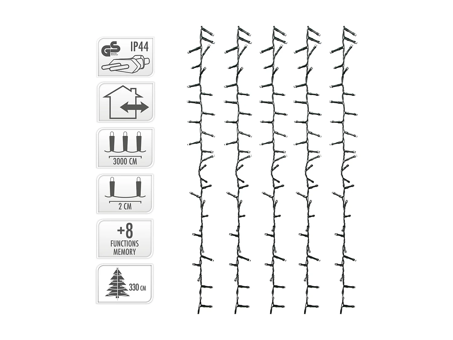Guirlande lumineuse pour arbre Noël 1500 LED blanc froid 30m intérieur/extérieur