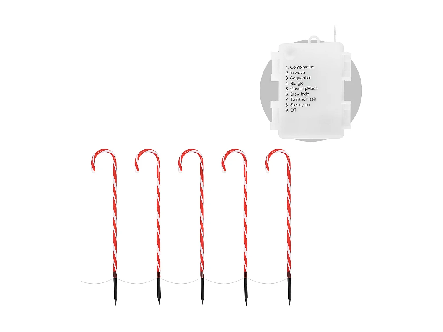 Set 5 bastoncini di zucchero catena di 40 LED bianco caldo decorazione natalizia