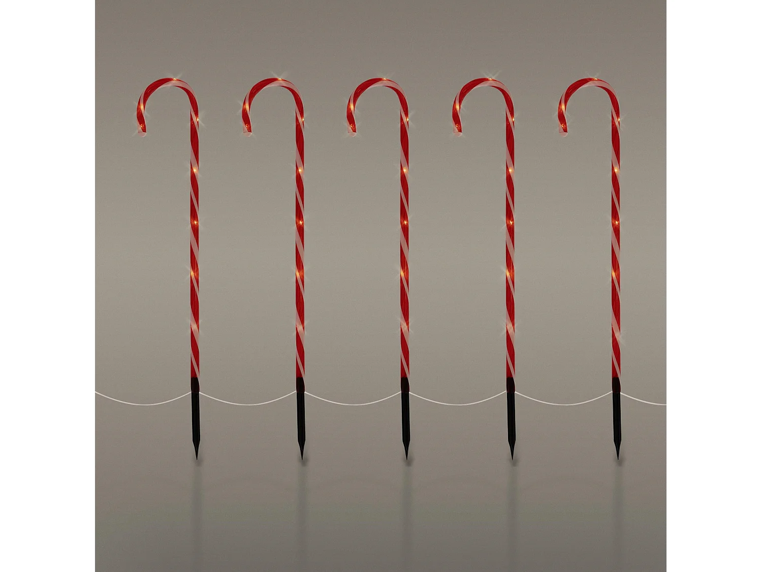 Set 5 bastoncini di zucchero catena di 40 LED bianco caldo decorazione natalizia