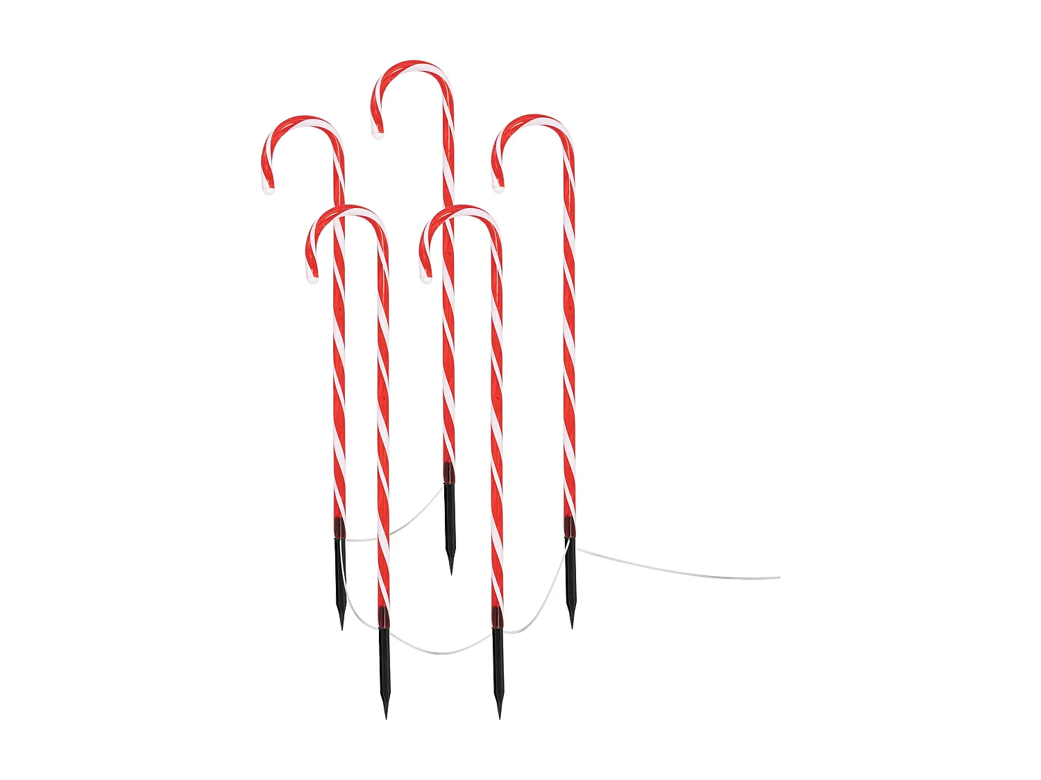 Set 5 bastoncini di zucchero catena di 40 LED bianco caldo decorazione natalizia