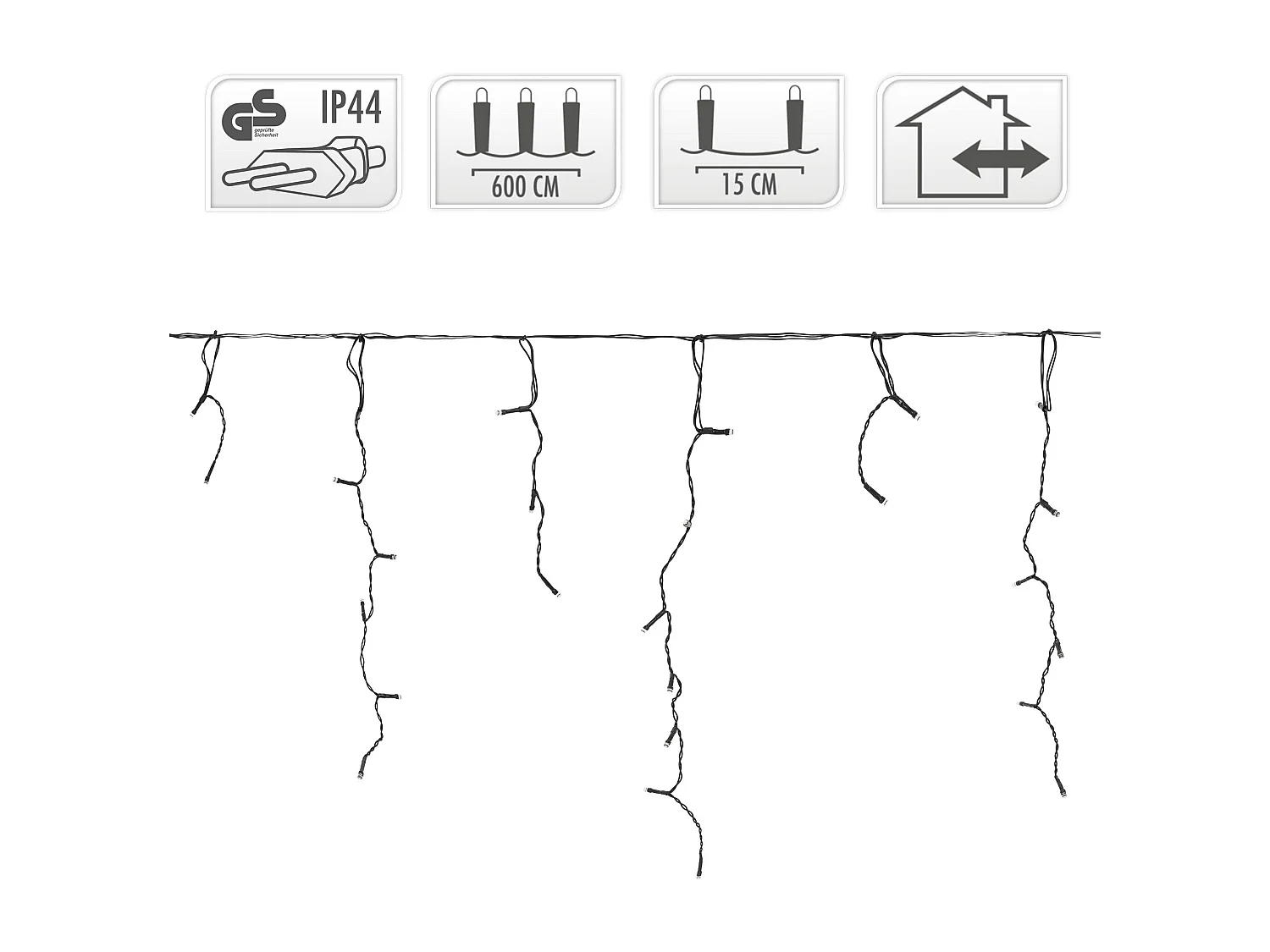 Chaîne guirlande lumineuse à LED blanc chaud 6m 180 ampoules IP44 déco pour Nöel