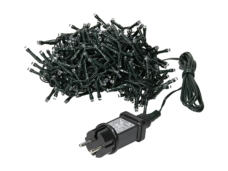 Cortina de luces LED luz en cadena interior exterior IP44 PVC negro 6m 180LEDs