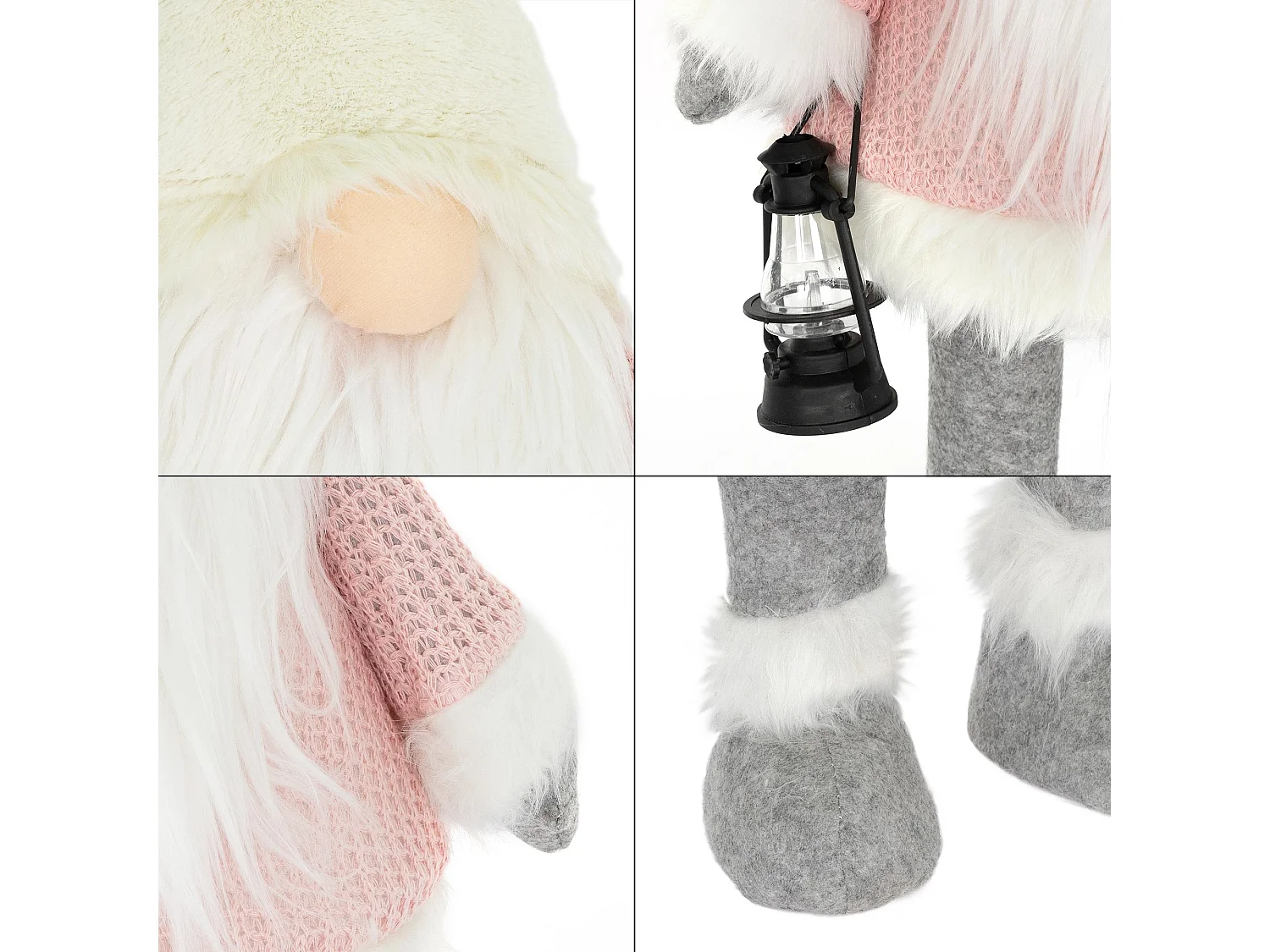 Gnome figurine LED lanterne poupée peluche sans visage ornement Noël 80 cm