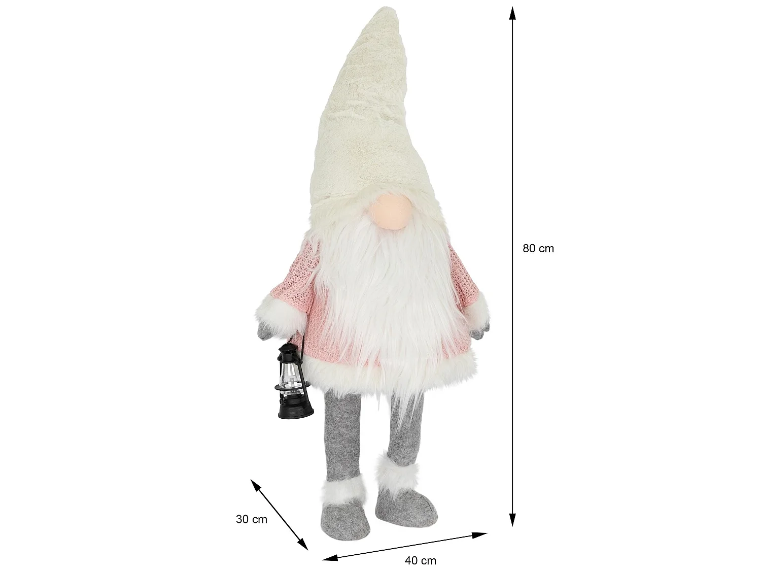 Gnome figurine LED lanterne poupée peluche sans visage ornement Noël 80 cm