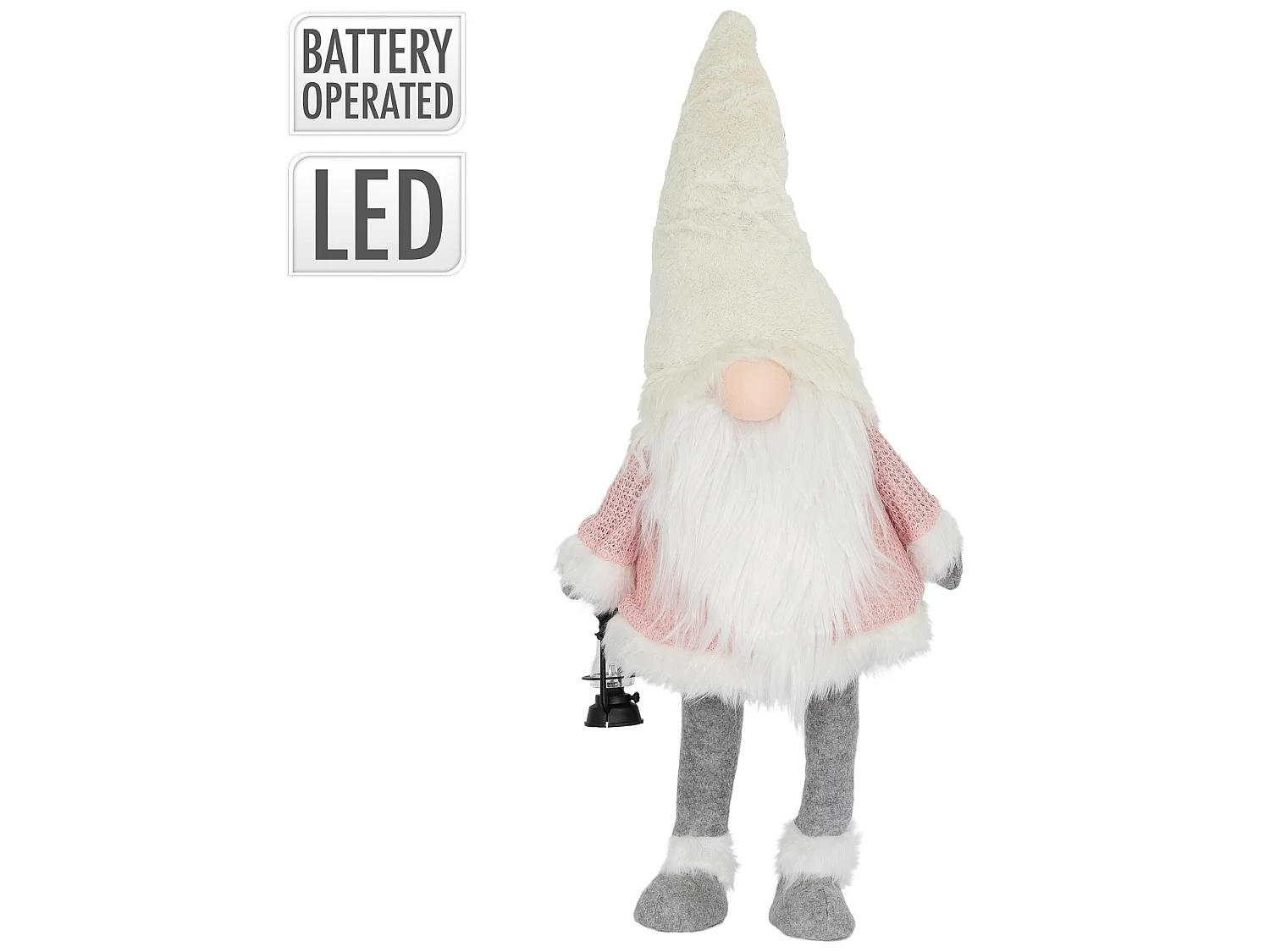 Gnome figurine LED lanterne poupée peluche sans visage ornement Noël 80 cm